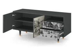 Móvel De Tv| Mueble de TV - 125х56х41 cm - T7 - Country Village, Antracite Cinza antracite