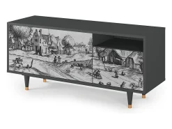 Móvel De Tv| Mueble de TV - 125х56х41 cm - T7 - Country Village, Antracite Cinza antracite