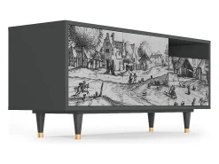 Móvel De Tv| Mueble de TV - 125х56х41 cm - T7 - Country Village, Antracite Cinza antracite