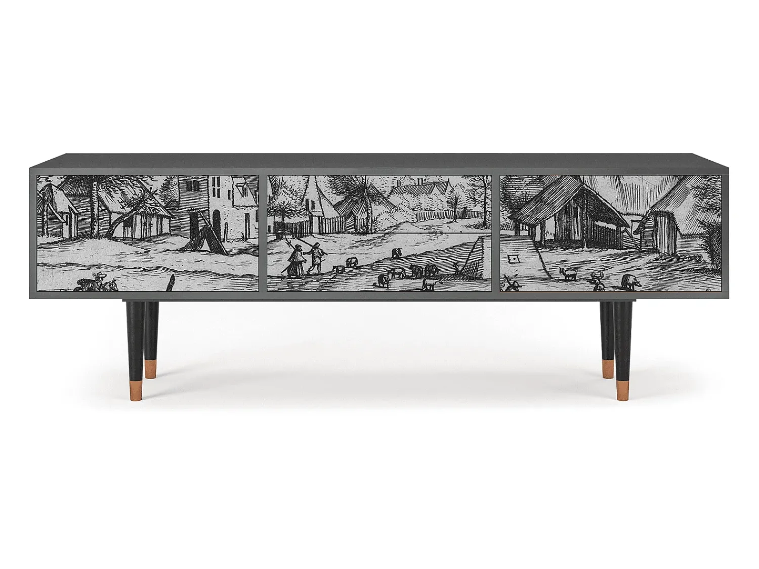 Mueble de TV - 170х59х48 cm - T4 - Country Village, Antracite^ Móvel De Tv