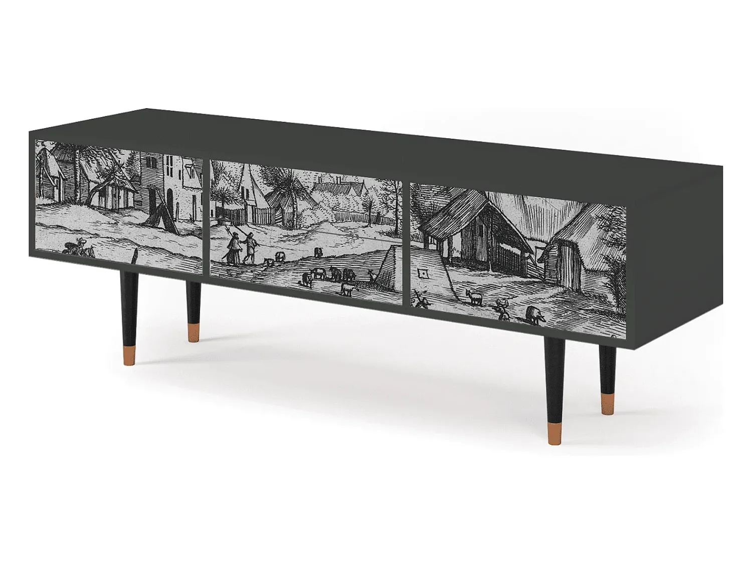 Mueble de TV - 170х59х48 cm - T4 - Country Village, Antracite^ Móvel De Tv