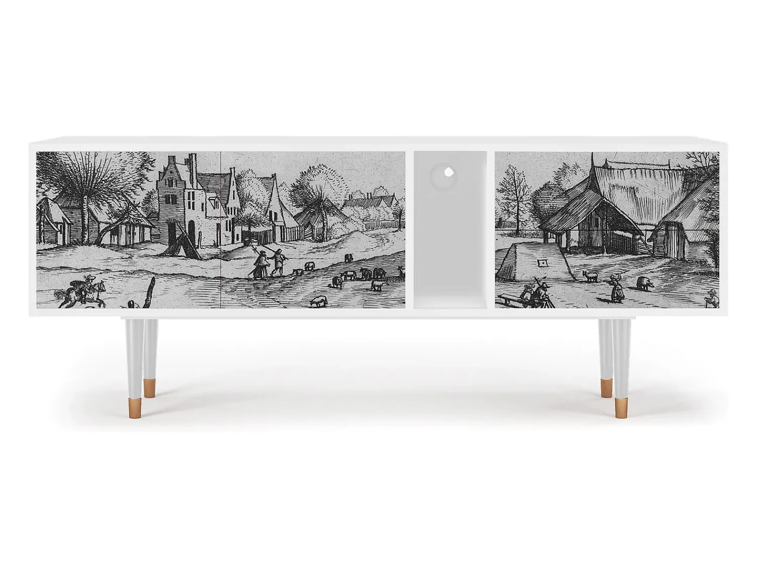 Móvel De Tv* Mueble de TV - 170х69х48 cm - T1 - Country Village, Branco Bege