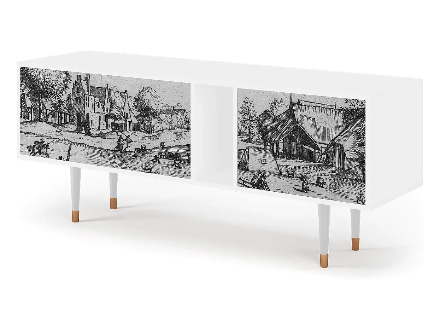 Móvel De Tv* Mueble de TV - 170х69х48 cm - T1 - Country Village, Branco Bege