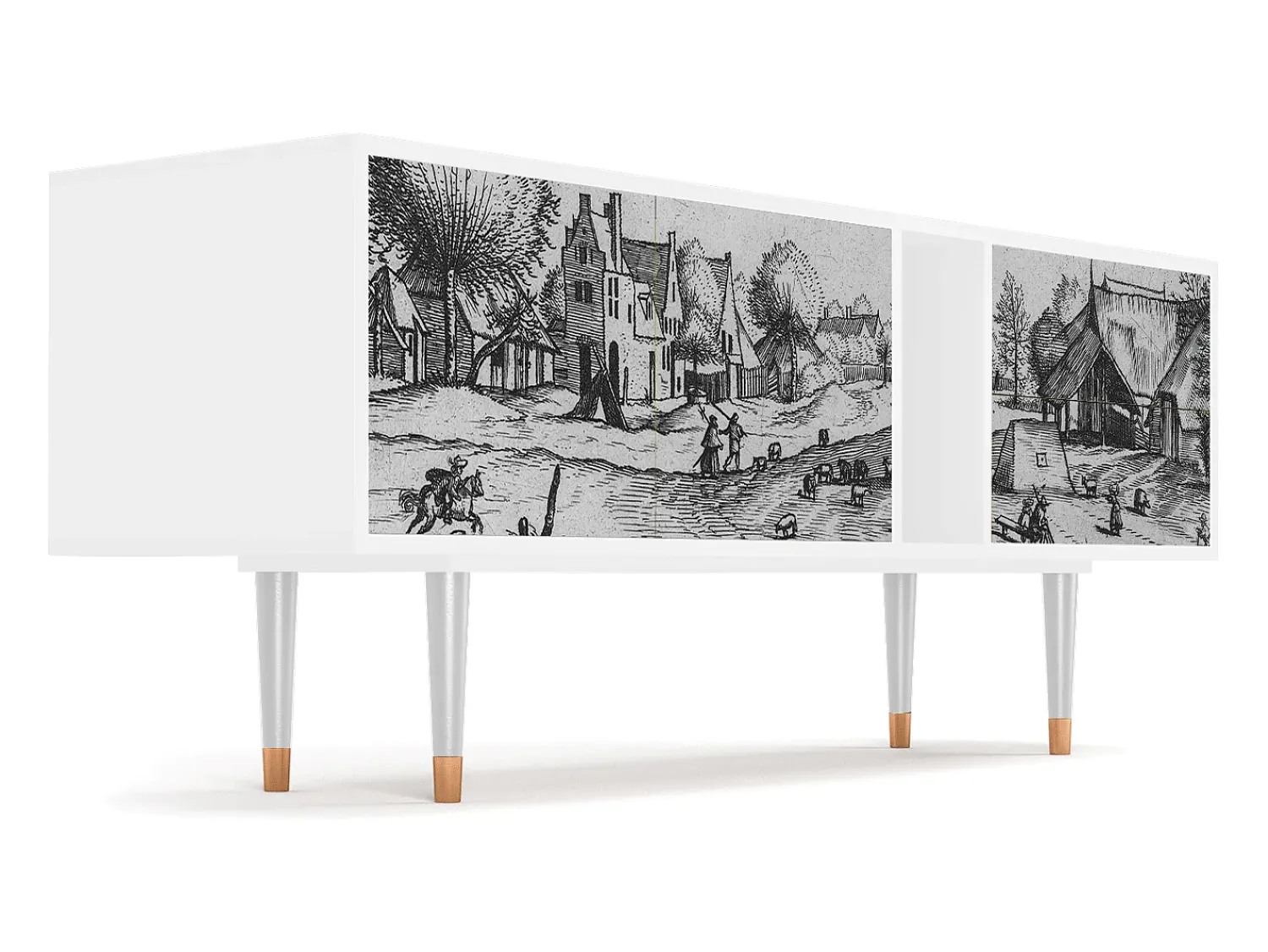 Móvel De Tv* Mueble de TV - 170х69х48 cm - T1 - Country Village, Branco Bege