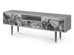 Móvel De Tv* Mueble de TV - 170х59х41 cm - T6 - Country Village, Cinza Cinzento