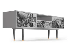 Móvel De Tv* Mueble de TV - 170х59х41 cm - T6 - Country Village, Cinza Cinzento