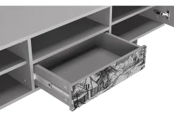 Móvel De Tv* Mueble de TV - 170х59х41 cm - T6 - Country Village, Cinza Cinzento