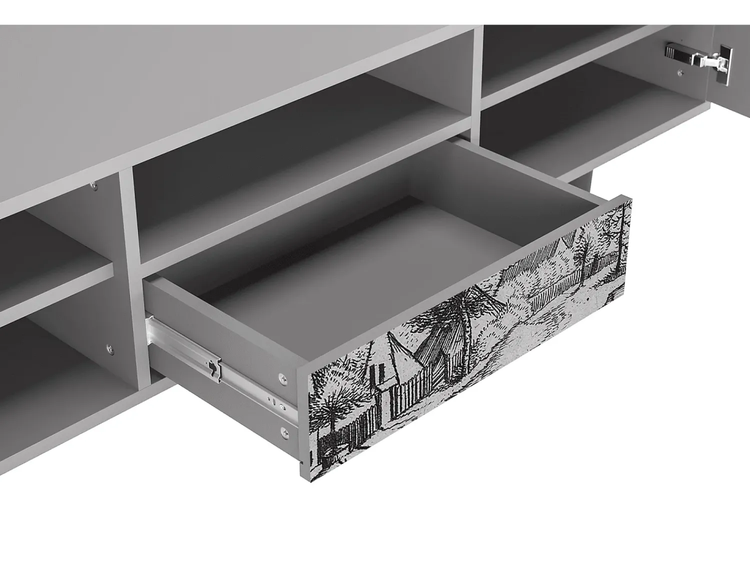 Móvel De Tv* Mueble de TV - 170х59х41 cm - T6 - Country Village, Cinza Cinzento