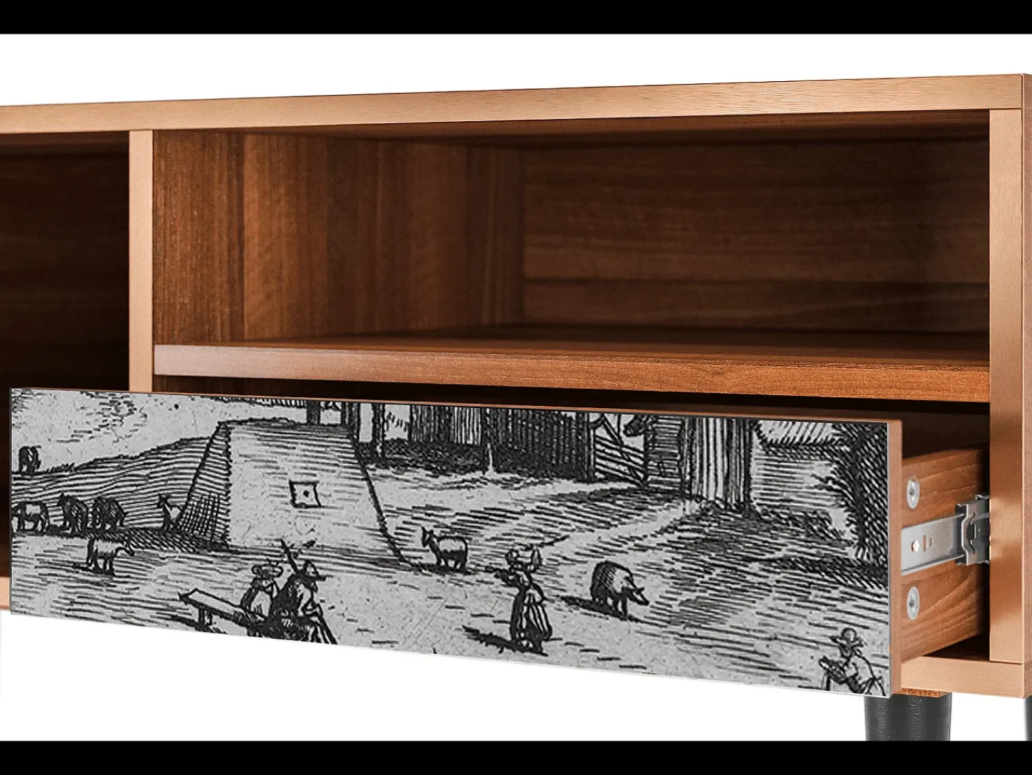 Mueble de TV - 115х59х48 cm - T3 - Country Village, Nogueira^ Móvel De Tv