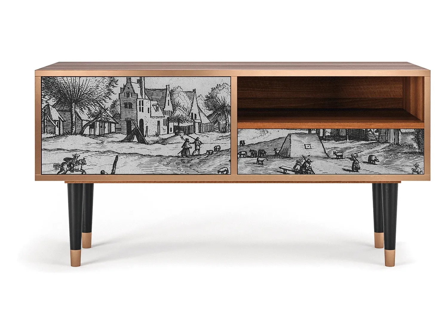 Mueble de TV - 115х59х48 cm - T3 - Country Village, Nogueira^ Móvel De Tv
