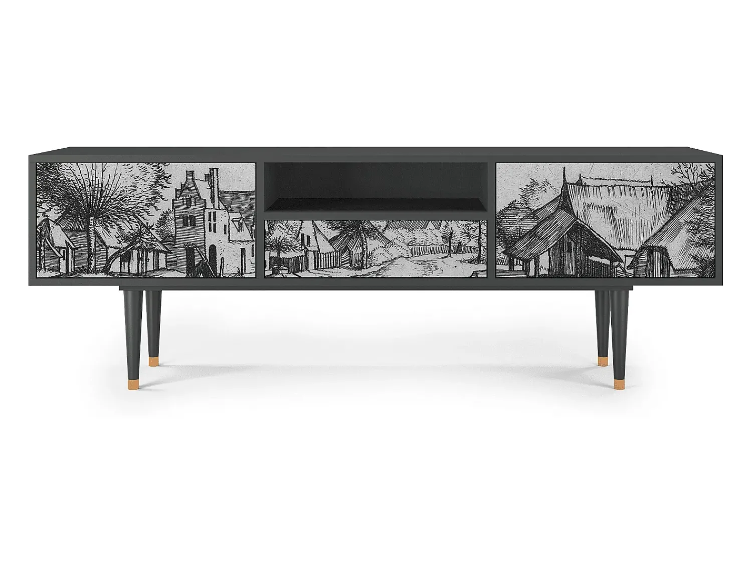 Mueble de TV - 170х59х41 cm - T6 - Country Village, Antracite^ Móvel De Tv