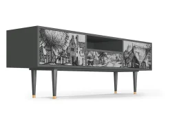 Mueble de TV - 170х59х41 cm - T6 - Country Village, Antracite^ Móvel De Tv