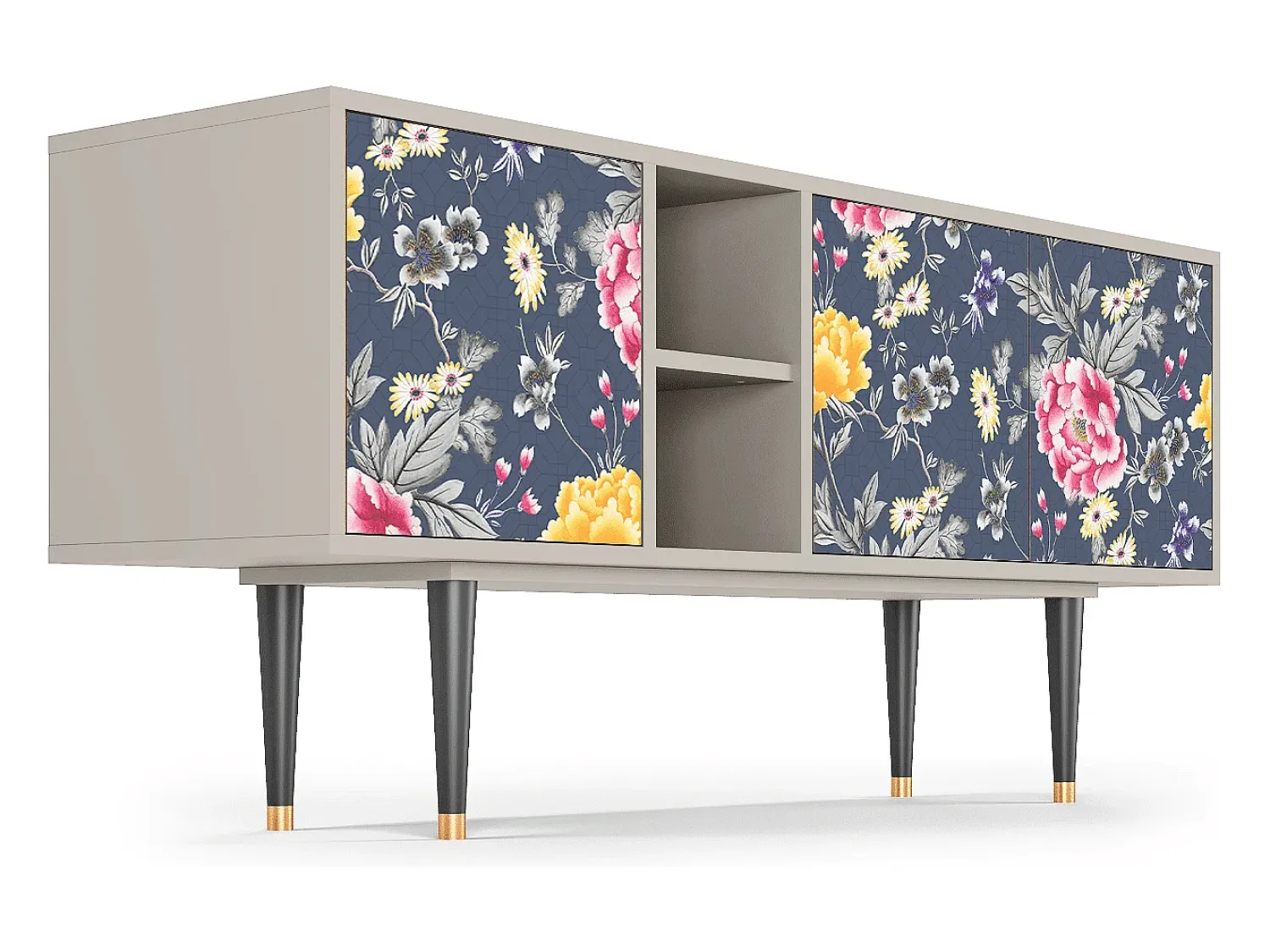 Móvel De Tv| Mueble de TV - 150х69х41 cm - T5 - Dark Flower Bed, Areia Bege