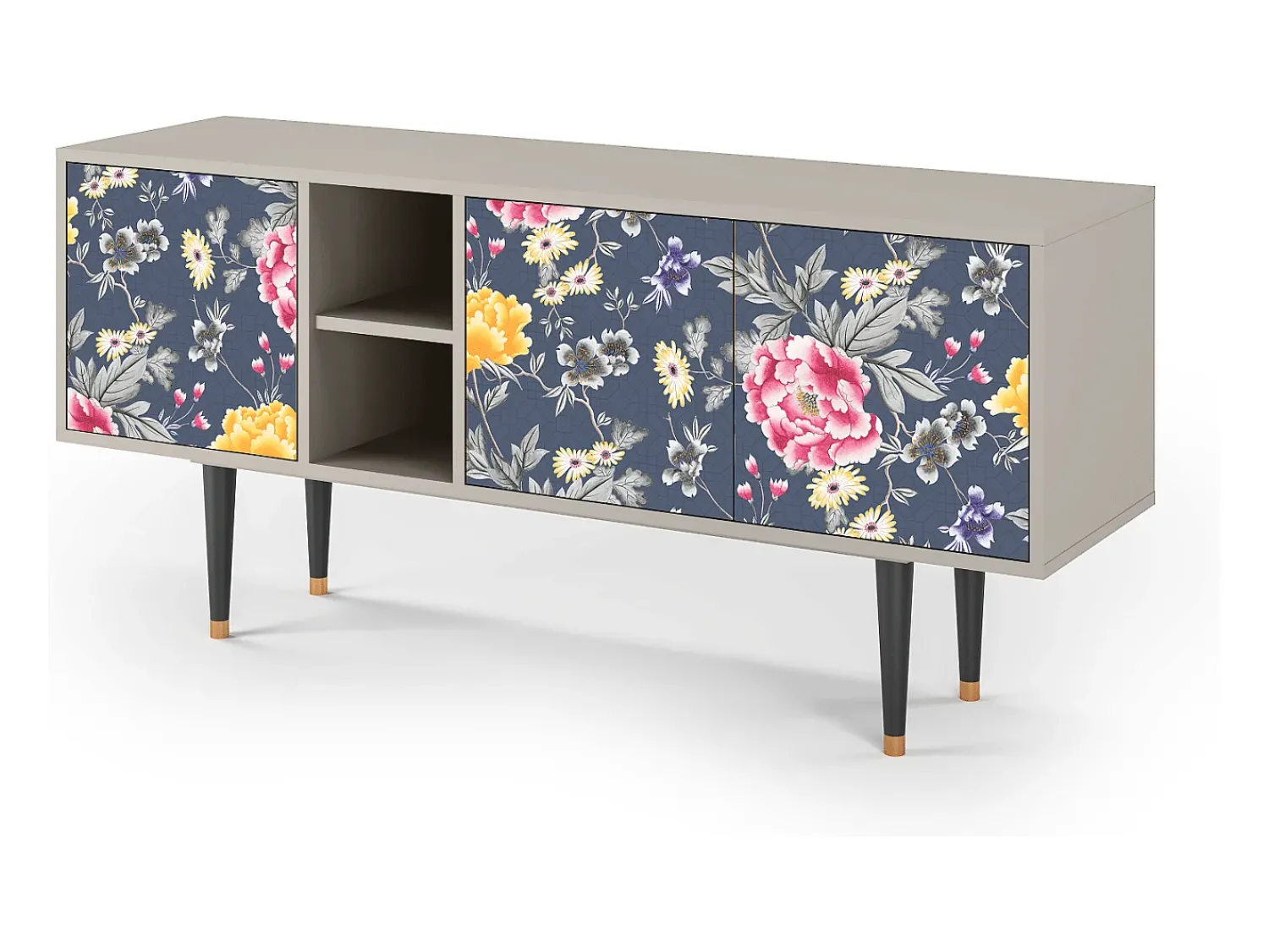 Móvel De Tv| Mueble de TV - 150х69х41 cm - T5 - Dark Flower Bed, Areia Bege