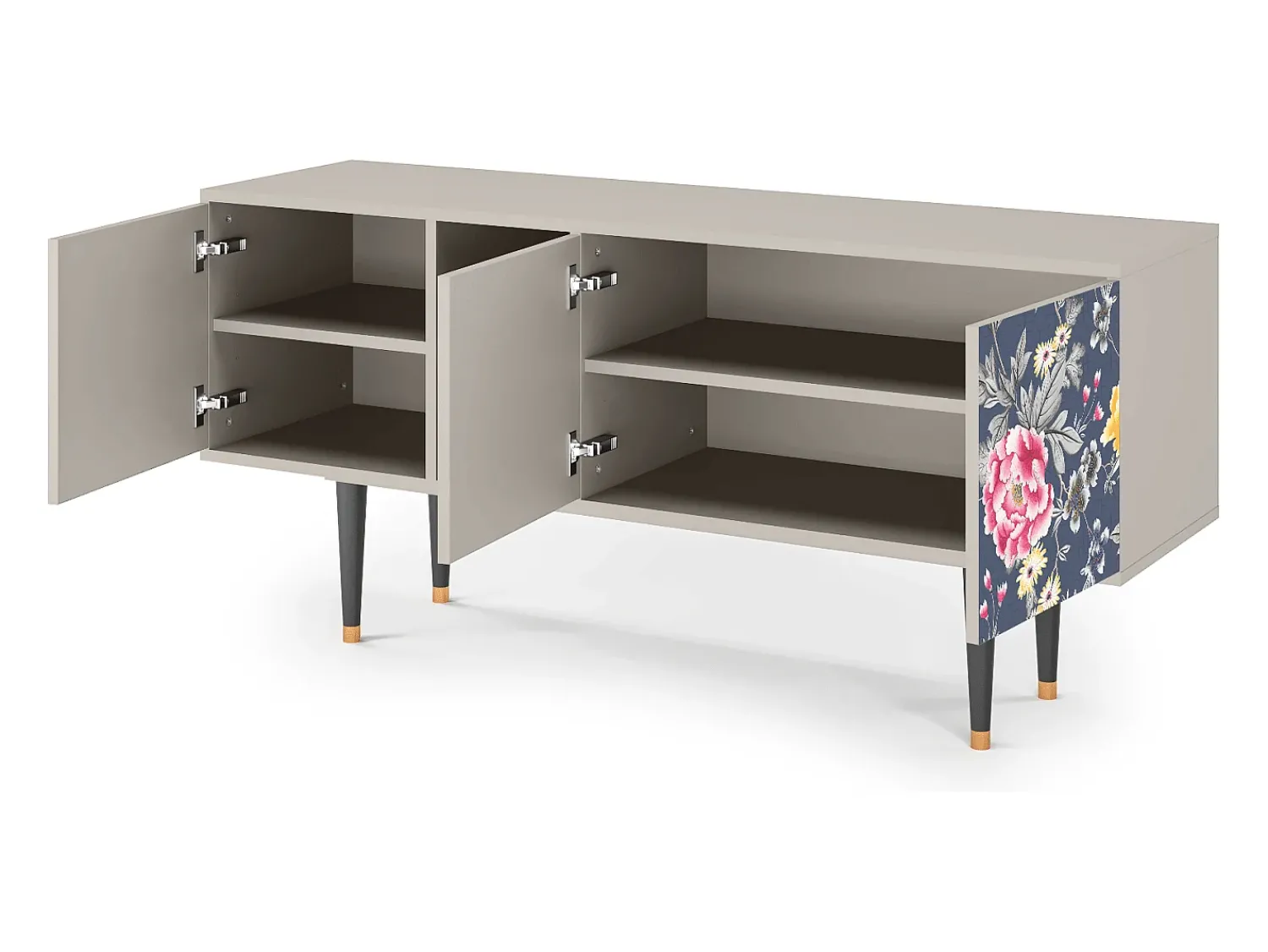 Móvel De Tv| Mueble de TV - 150х69х41 cm - T5 - Dark Flower Bed, Areia Bege