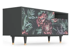 Mueble de TV - 125х56х41 cm - T7 - Dark Peonies, Antracite^ Móvel De Tv