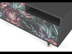 Mueble de TV - 125х56х41 cm - T7 - Dark Peonies, Antracite^ Móvel De Tv