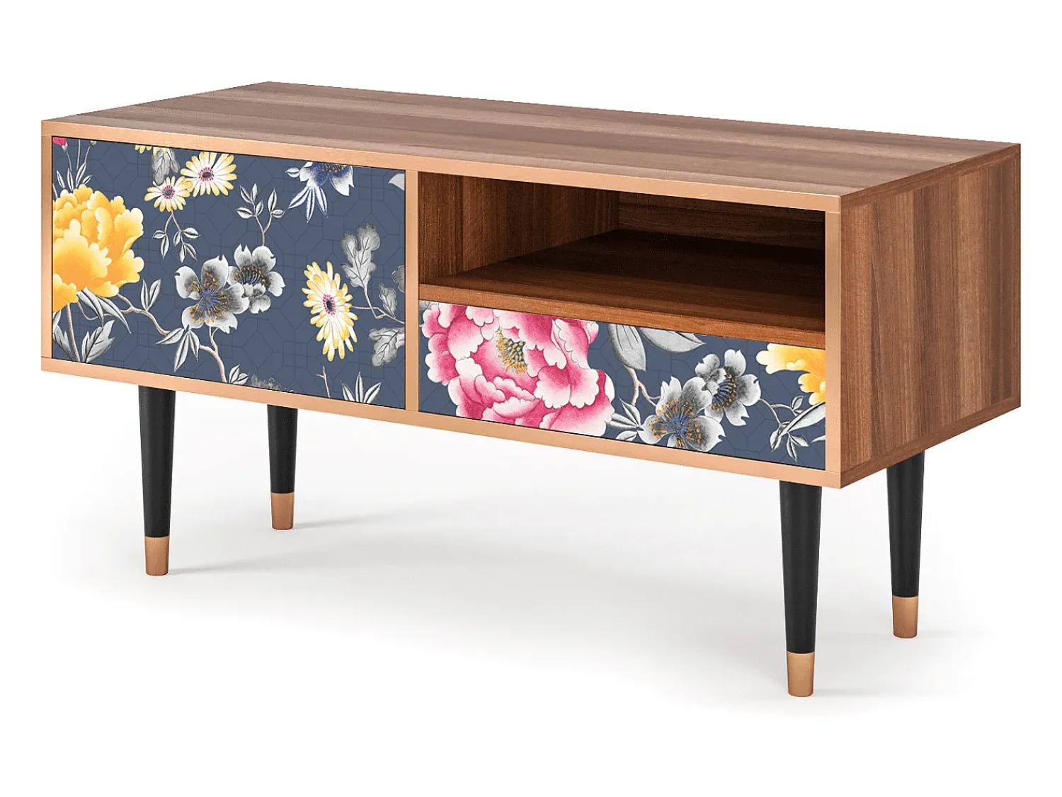 Móvel De Tv* Mueble de TV - 115х59х48 cm - T3 - Dark Flower Bed, Nogueira Castanho
