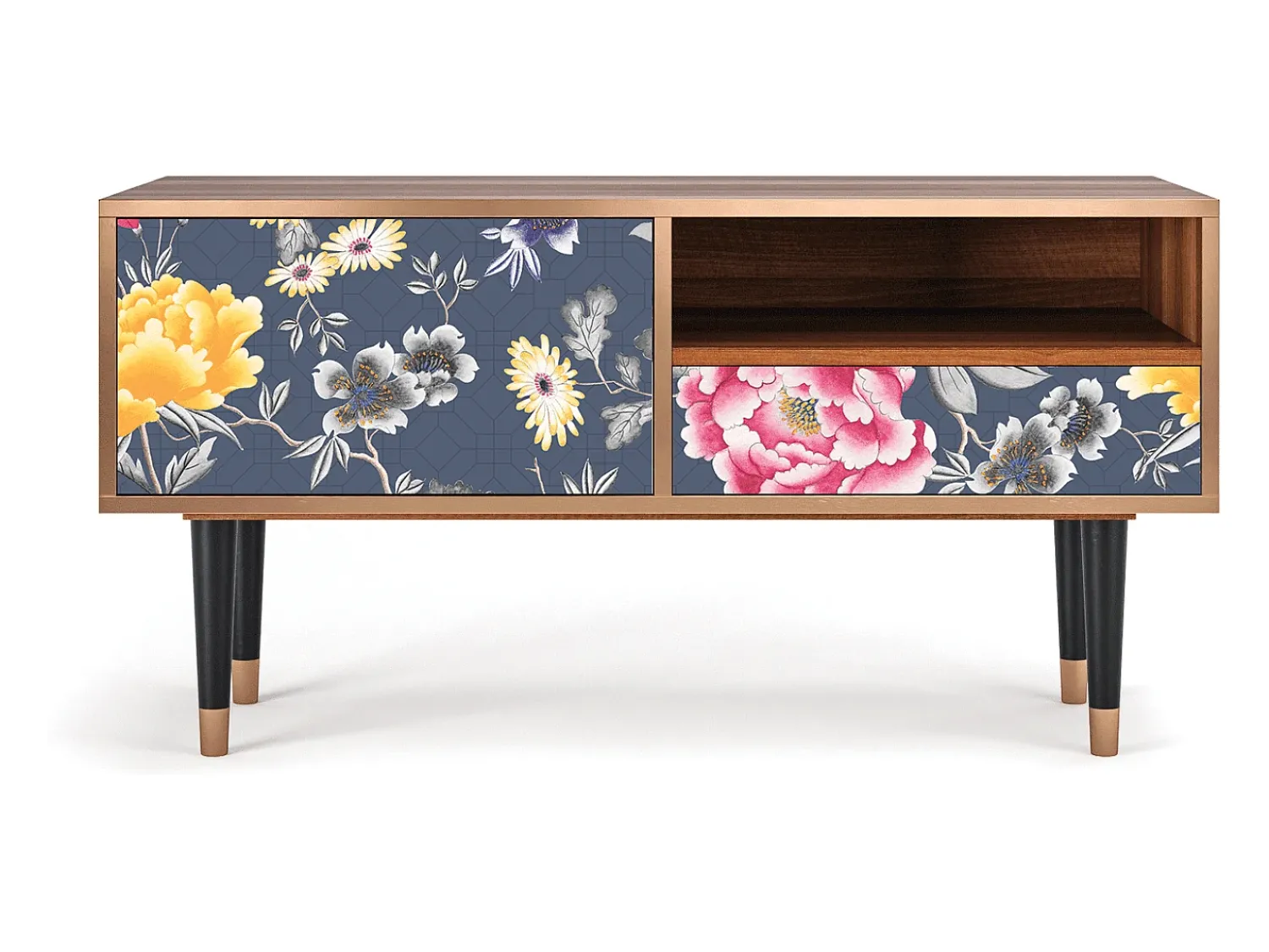 Móvel De Tv* Mueble de TV - 115х59х48 cm - T3 - Dark Flower Bed, Nogueira Castanho