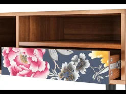 Móvel De Tv* Mueble de TV - 115х59х48 cm - T3 - Dark Flower Bed, Nogueira Castanho