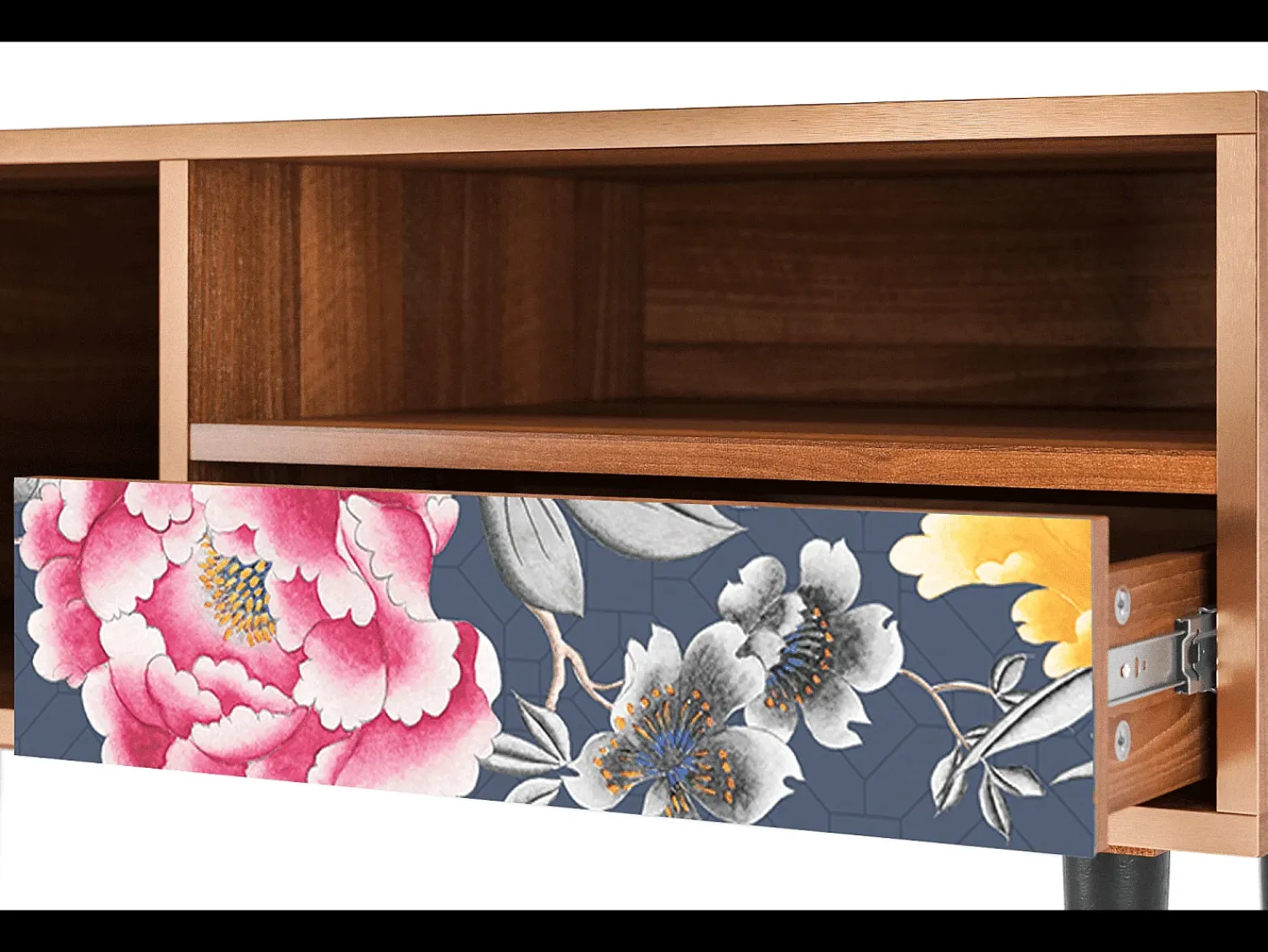 Móvel De Tv* Mueble de TV - 115х59х48 cm - T3 - Dark Flower Bed, Nogueira Castanho