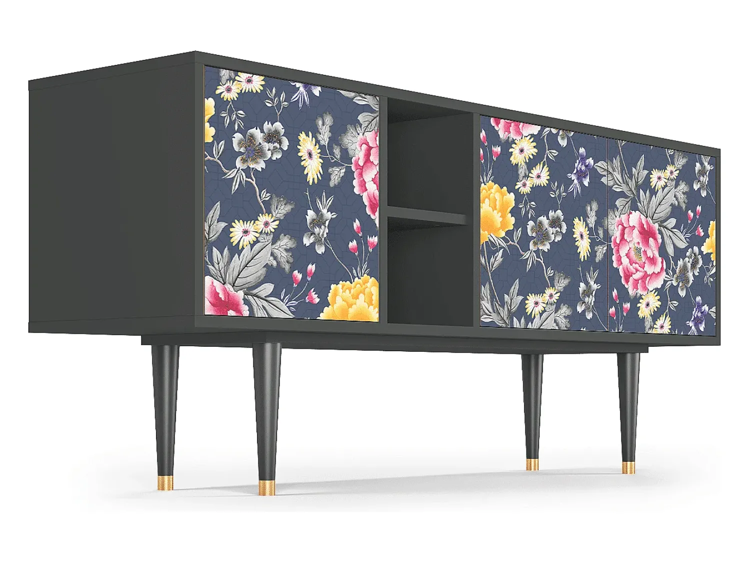 Hot Mueble de TV - 150х69х41 cm - T5 - Dark Flower Bed, Antracite Cinza antracite