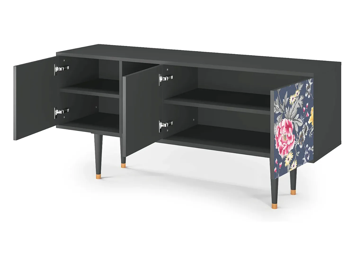 Hot Mueble de TV - 150х69х41 cm - T5 - Dark Flower Bed, Antracite Cinza antracite
