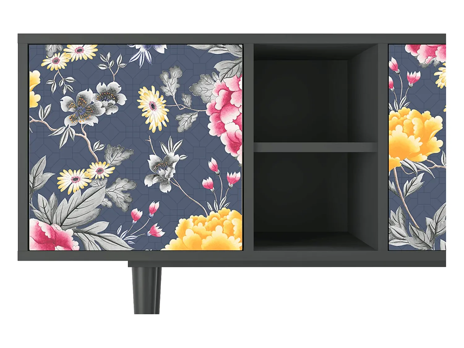 Hot Mueble de TV - 150х69х41 cm - T5 - Dark Flower Bed, Antracite Cinza antracite