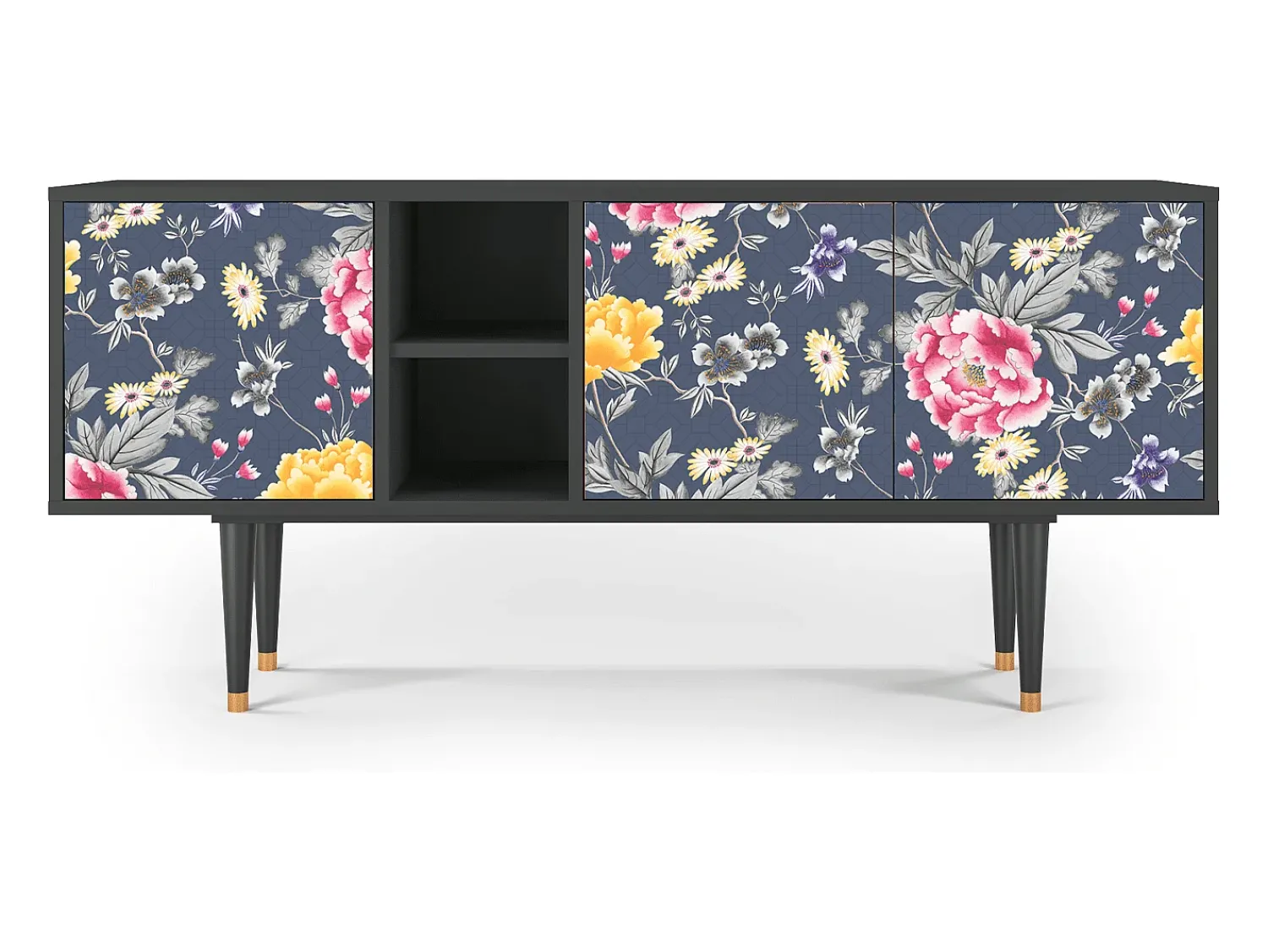Hot Mueble de TV - 150х69х41 cm - T5 - Dark Flower Bed, Antracite Cinza antracite
