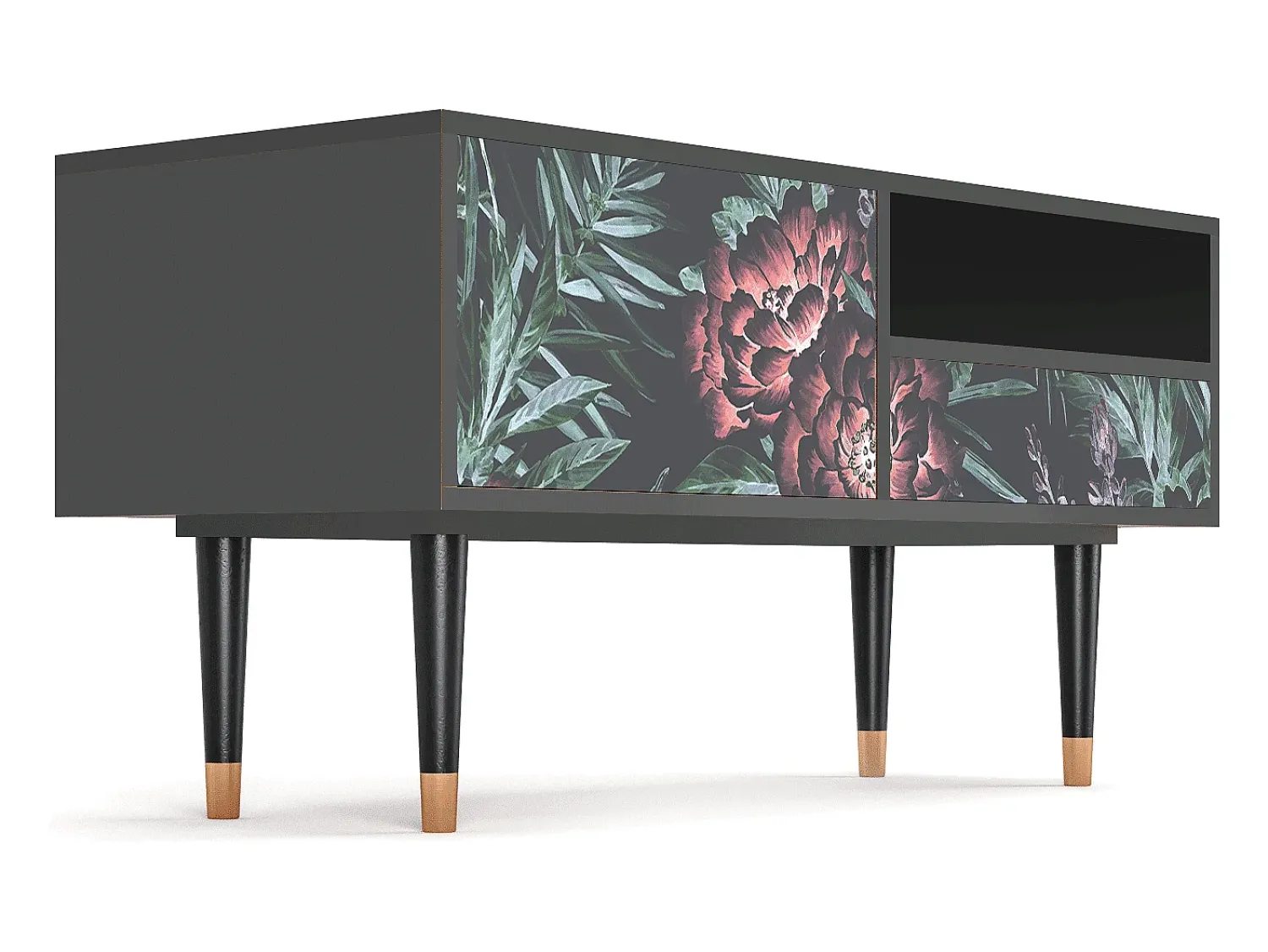 Mueble de TV - 115х59х48 cm - T3 - Dark Peonies, Antracite^ Móvel De Tv
