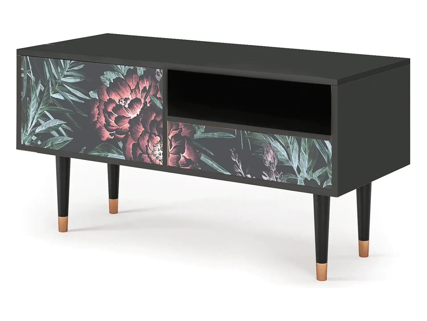 Mueble de TV - 115х59х48 cm - T3 - Dark Peonies, Antracite^ Móvel De Tv