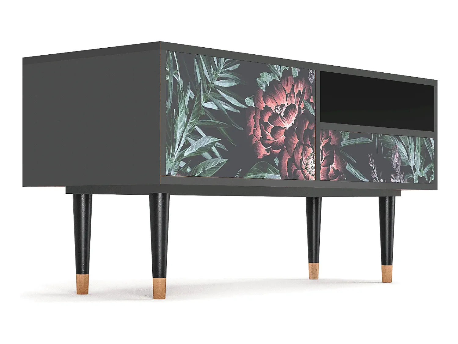 Mueble de TV - 115х59х48 cm - T3 - Dark Peonies, Antracite^ Móvel De Tv