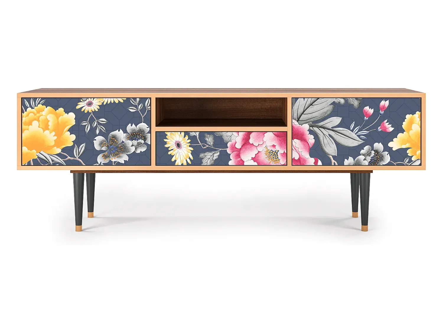 Outlet Mueble de TV - 170х59х41 cm - T6 - Dark Flower Bed, Nogueira Castanho