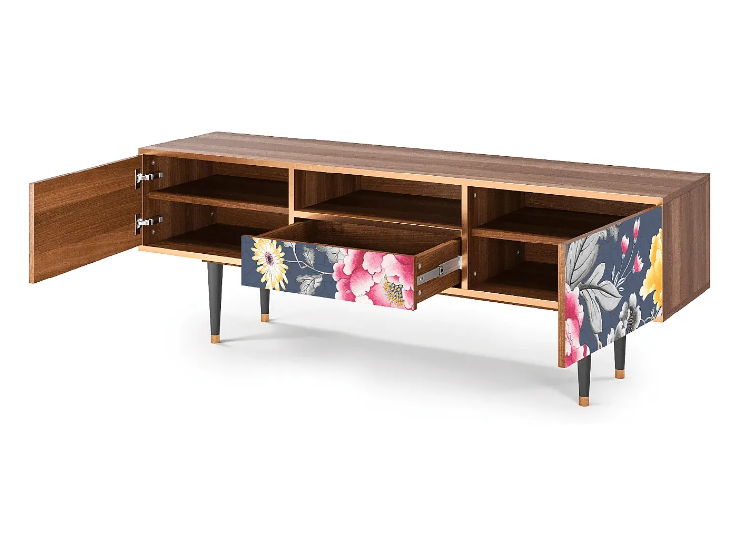 Outlet Mueble de TV - 170х59х41 cm - T6 - Dark Flower Bed, Nogueira Castanho