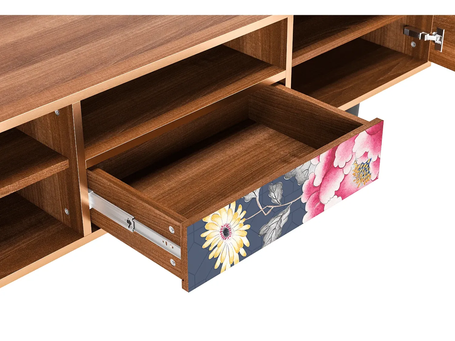 Outlet Mueble de TV - 170х59х41 cm - T6 - Dark Flower Bed, Nogueira Castanho
