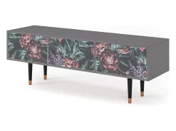 Mueble de TV - 170х59х48 cm - T4 - Dark Peonies, Cinza Cinzento
