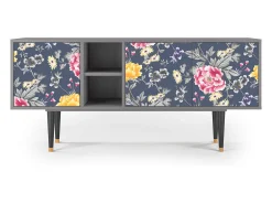 Móvel De Tv* Mueble de TV - 150х69х41 cm - T5 - Dark Flower Bed, Cinza Cinzento