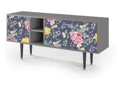 Móvel De Tv* Mueble de TV - 150х69х41 cm - T5 - Dark Flower Bed, Cinza Cinzento