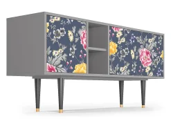 Móvel De Tv* Mueble de TV - 150х69х41 cm - T5 - Dark Flower Bed, Cinza Cinzento
