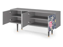 Móvel De Tv* Mueble de TV - 150х69х41 cm - T5 - Dark Flower Bed, Cinza Cinzento