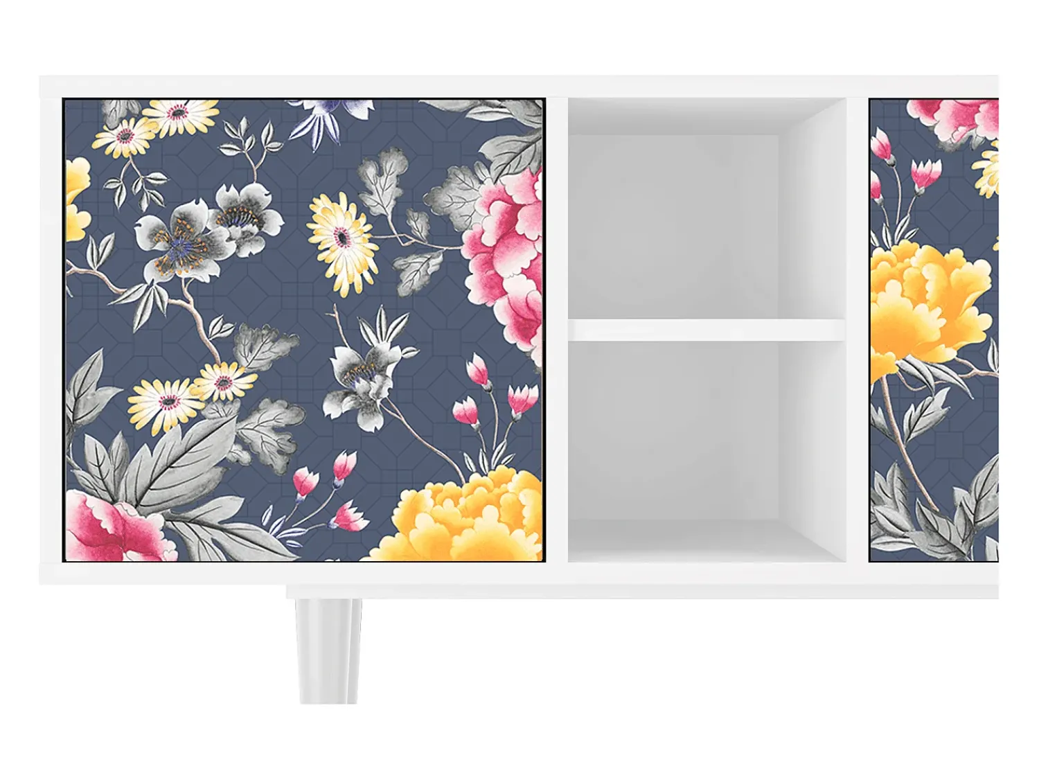 Mueble de TV - 150х69х41 cm - T5 - Dark Flower Bed, Branco^ Móvel De Tv