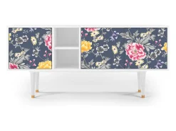 Mueble de TV - 150х69х41 cm - T5 - Dark Flower Bed, Branco^ Móvel De Tv