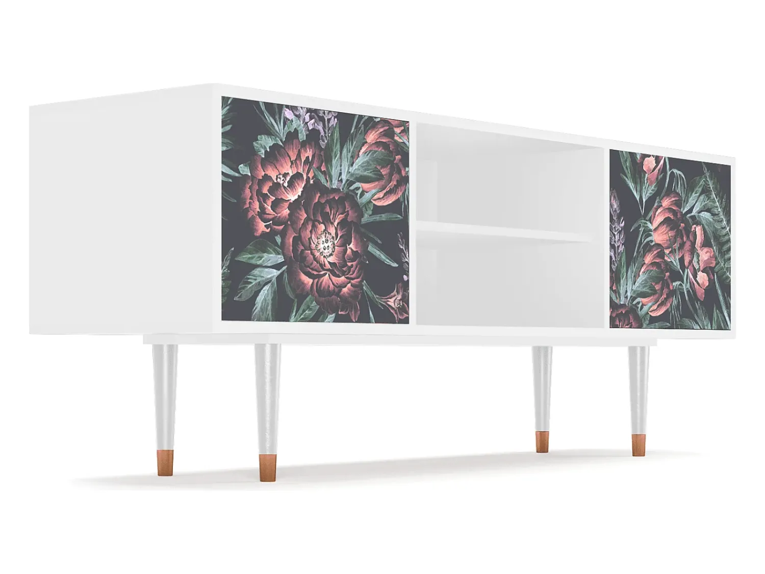 Móvel De Tv* Mueble de TV - 170х69х48 cm - T2 - Dark Peonies, Branco Bege