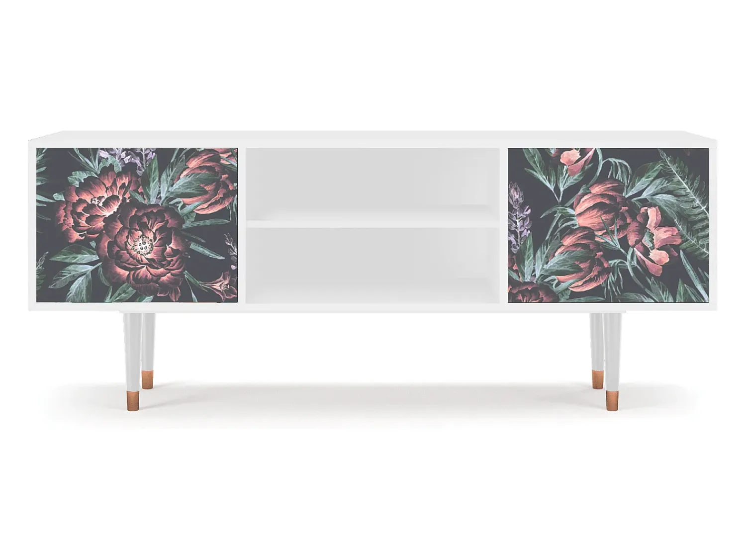 Móvel De Tv* Mueble de TV - 170х69х48 cm - T2 - Dark Peonies, Branco Bege