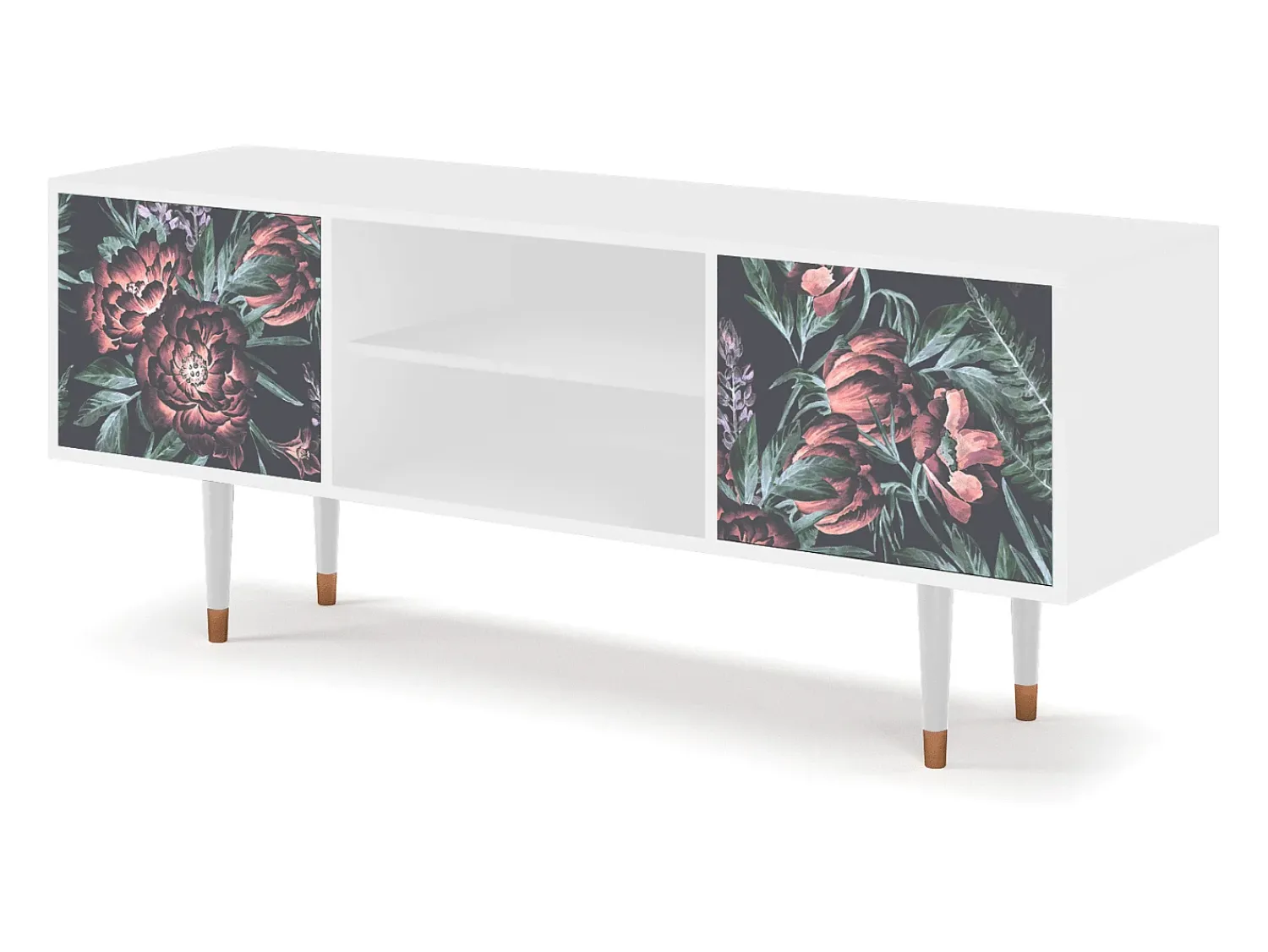 Móvel De Tv* Mueble de TV - 170х69х48 cm - T2 - Dark Peonies, Branco Bege