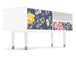 Móvel De Tv| Mueble de TV - 115х59х48 cm - T3 - Dark Flower Bed, Branco Bege