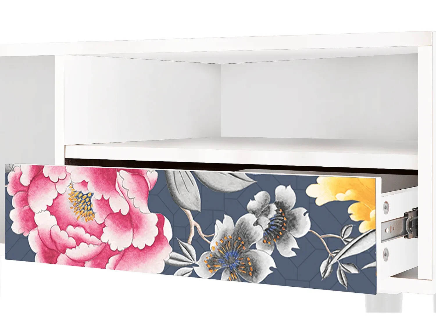 Móvel De Tv| Mueble de TV - 115х59х48 cm - T3 - Dark Flower Bed, Branco Bege