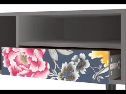 Mueble de TV - 115х59х48 cm - T3 - Dark Flower Bed, Cinza Cinzento