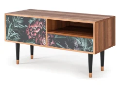 Móvel De Tv* Mueble de TV - 115х59х48 cm - T3 - Dark Peonies, Nogueira Castanho