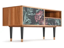 Móvel De Tv* Mueble de TV - 115х59х48 cm - T3 - Dark Peonies, Nogueira Castanho